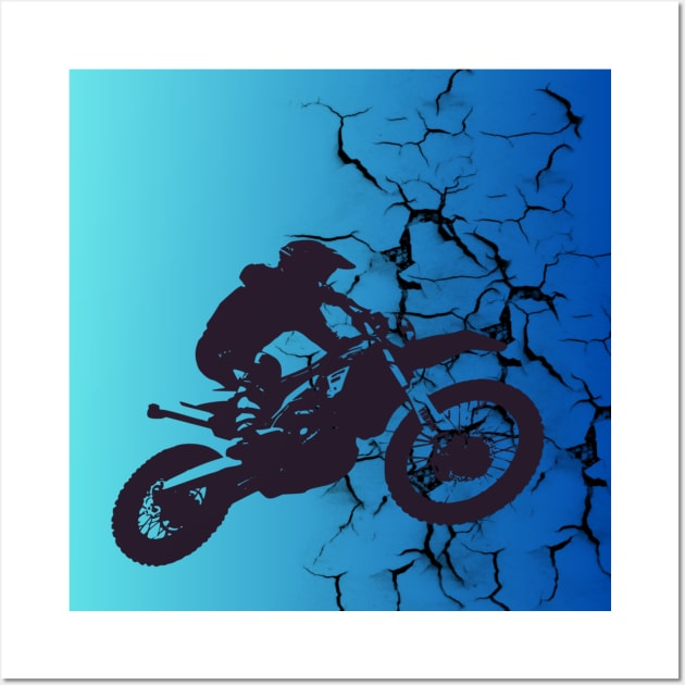 Cool dirt bike on a broken wall Wall Art by TeeProDesigns